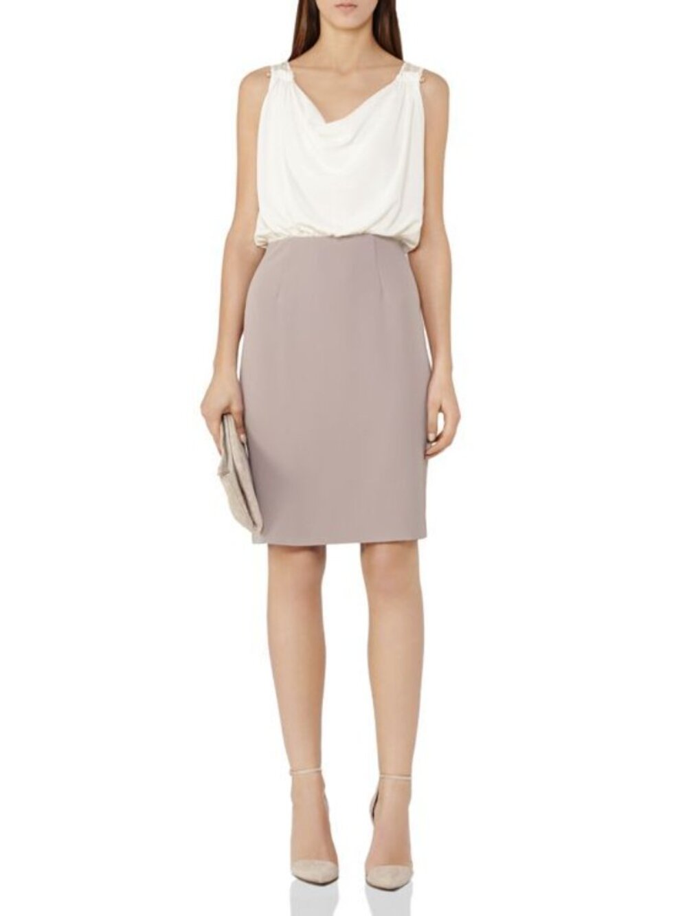 REISS Autumn Bi-Color Dress NWT White Orchid US 6 NWT